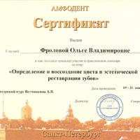 2008-05 Сертификат врача-стоматолога, хирурга, терапевта, пародонтолога Тишиной Ольги Владимировны (Фроловой)